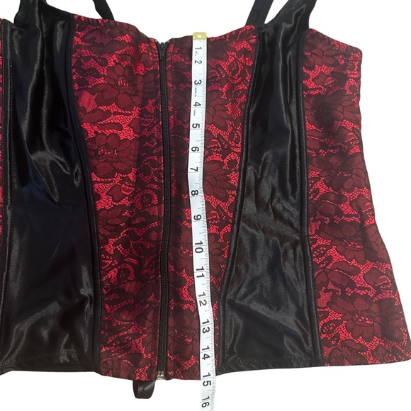 Red Black Lace Corset Bustier Top Gothic Lingerie Plus Size 4XL - Picture 5 of 10